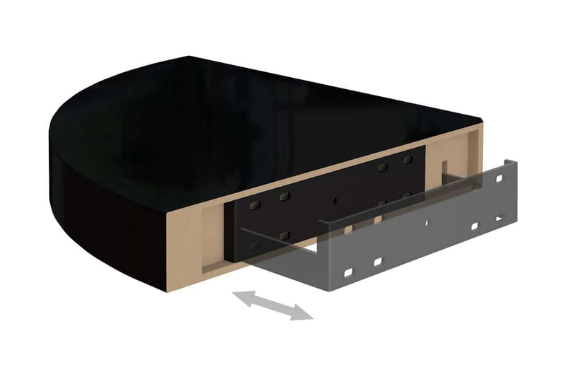 Flytende vegghylle høyglans svart 25x25x3,8 cm MDF - Svart - Oppbevaring - Hyller - Hjørnehylle