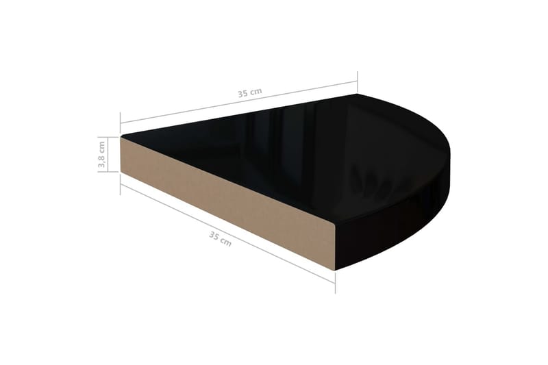 Flytende vegghylle høyglans svart 35x35x3,8 cm MDF - Svart - Kjøkkenhylle - Hjørnehylle