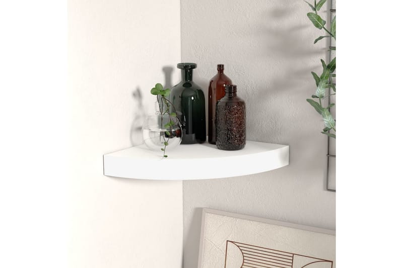 Flytende vegghylle hvit 25x25x3,8 cm MDF - Hvit - Oppbevaring - Hyller - Hjørnehylle
