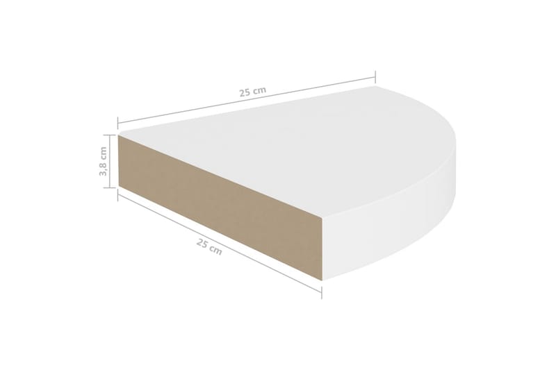 Flytende vegghylle hvit 25x25x3,8 cm MDF - Hvit - Oppbevaring - Hyller - Hjørnehylle