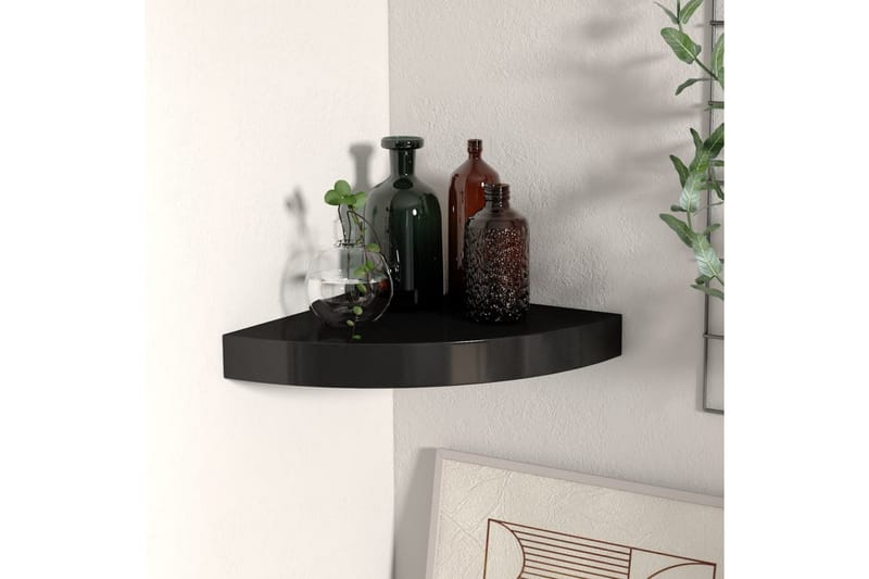 Flytende vegghylle svart 25x25x3,8 cm MDF - Svart - Oppbevaring - Hyller - Hjørnehylle