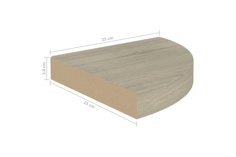 Flytende vegghyller 2 stk eik 25x25x3,8 cm MDF - Brun - Kjøkkenhylle - Hjørnehylle