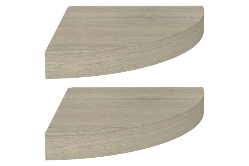 Flytende vegghyller 2 stk eik 25x25x3,8 cm MDF - Brun - Oppbevaring - Hyller - Hjørnehylle
