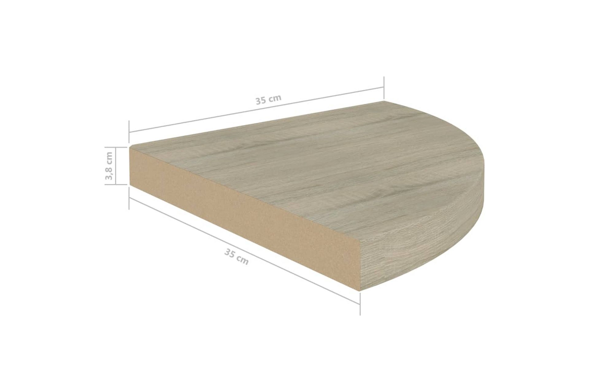 Flytende vegghyller 2 stk eik 35x35x3,8 cm MDF - Brun - Oppbevaring - Hyller - Hjørnehylle