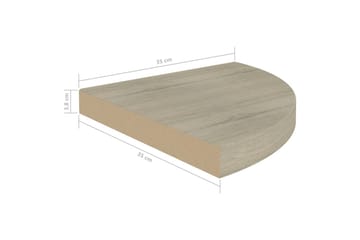 Flytende vegghyller 2 stk eik 35x35x3,8 cm MDF - Brun - Oppbevaring - Hyller - Hjørnehylle