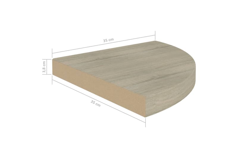 Flytende vegghyller 2 stk eik 35x35x3,8 cm MDF - Brun - Oppbevaring - Hyller - Hjørnehylle