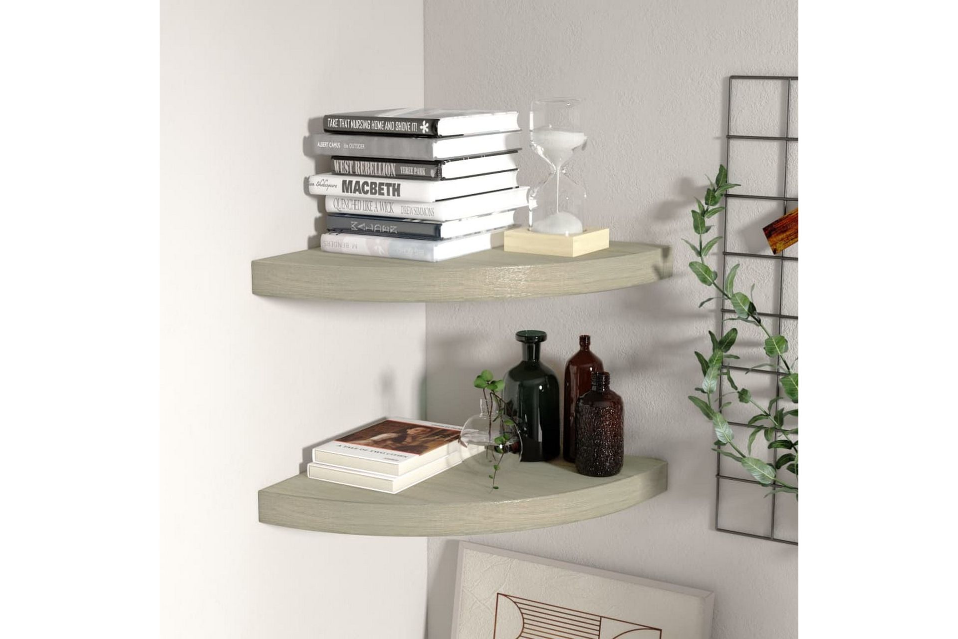 Flytende vegghyller 2 stk eik 35x35x3,8 cm MDF - Brun - Oppbevaring - Hyller - Hjørnehylle