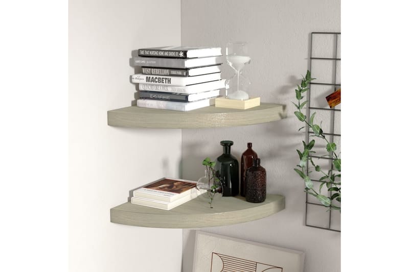 Flytende vegghyller 2 stk eik 35x35x3,8 cm MDF - Brun - Oppbevaring - Hyller - Hjørnehylle
