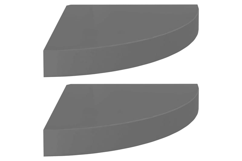 Flytende vegghyller 2 stk høyglans grå 25x25x3,8 cm MDF - Grå - Kjøkkenhylle - Hjørnehylle