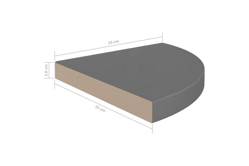 Flytende vegghyller 2 stk høyglans grå 35x35x3,8 cm MDF - Grå - Kjøkkenhylle - Hjørnehylle