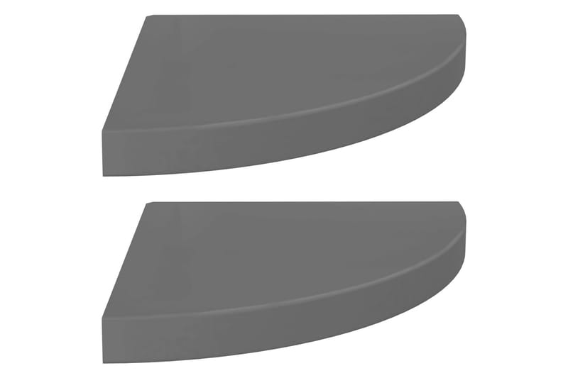 Flytende vegghyller 2 stk høyglans grå 35x35x3,8 cm MDF - Grå - Oppbevaring - Hyller - Hjørnehylle