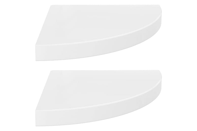 Flytende vegghyller 2 stk høyglans hvit 35x35x3,8 cm MDF - Hvit - Oppbevaring - Hyller - Hjørnehylle