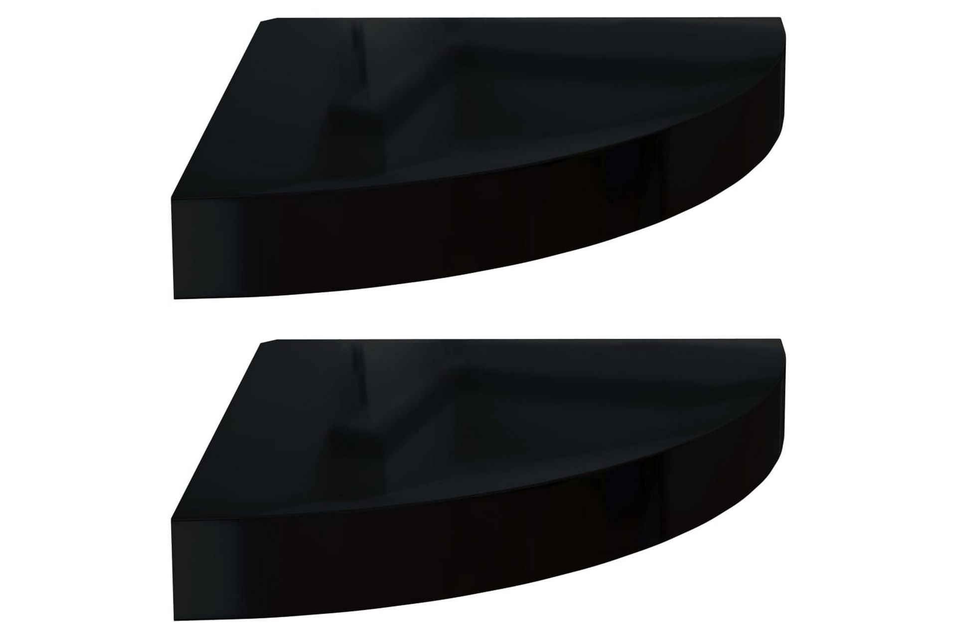 Flytende vegghyller 2 stk høyglans svart 25x25x3,8 cm MDF - Svart - Oppbevaring - Hyller - Hjørnehylle