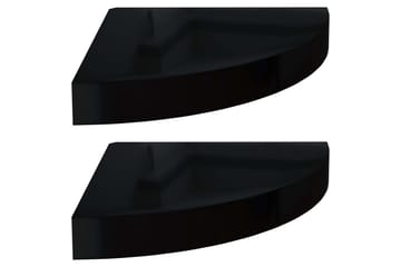 Flytende vegghyller 2 stk høyglans svart 25x25x3,8 cm MDF - Svart - Oppbevaring - Hyller - Hjørnehylle