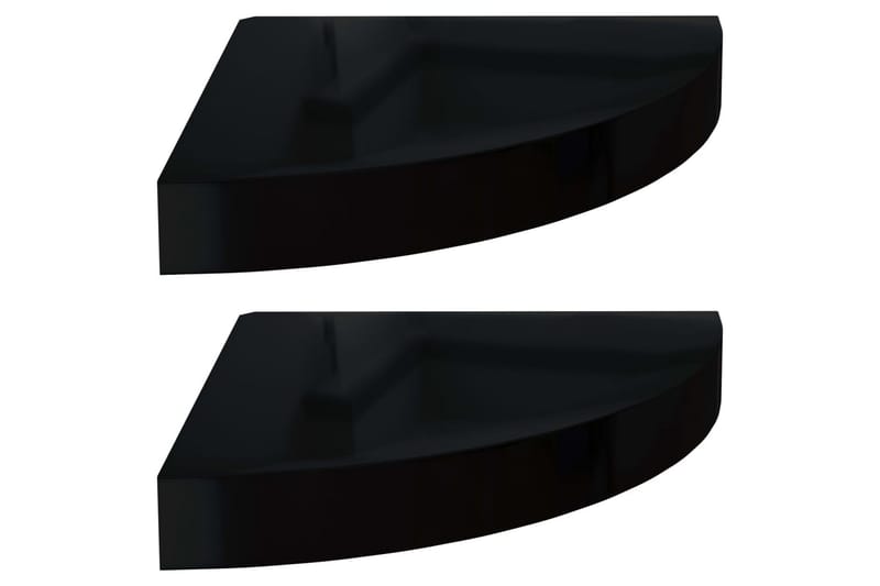 Flytende vegghyller 2 stk høyglans svart 25x25x3,8 cm MDF - Svart - Oppbevaring - Hyller - Hjørnehylle