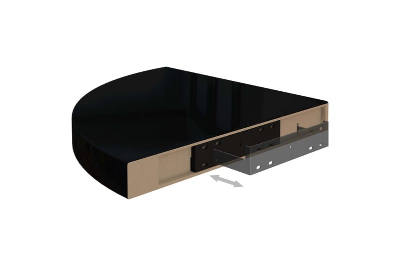 Flytende vegghyller 2 stk høyglans svart 35x35x3,8 cm MDF - Svart - Oppbevaring - Hyller - Hjørnehylle
