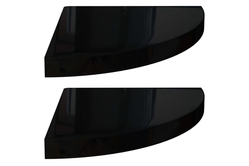 Flytende vegghyller 2 stk høyglans svart 35x35x3,8 cm MDF - Svart - Kjøkkenhylle - Hjørnehylle