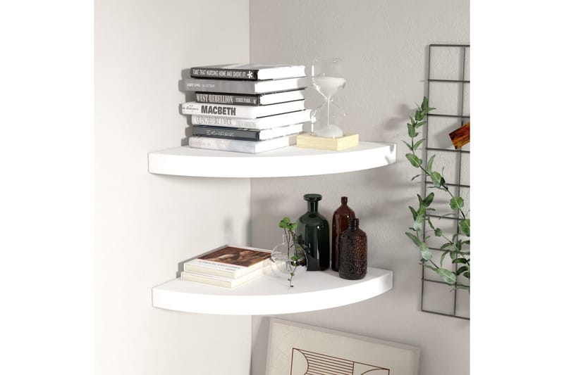 Flytende vegghyller 2 stk hvit 35x35x3,8 cm MDF - Hvit - Oppbevaring - Hyller - Hjørnehylle