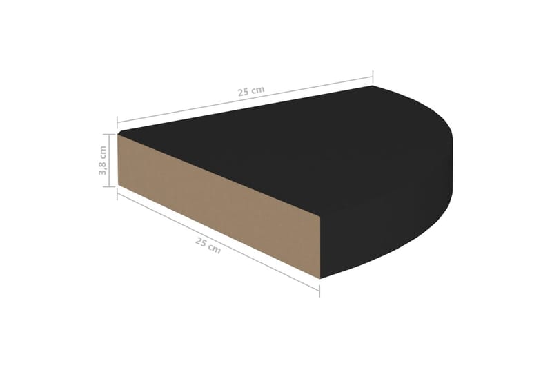 Flytende vegghyller 2 stk svart 25x25x3,8 cm MDF - Svart - Oppbevaring - Hyller - Hjørnehylle