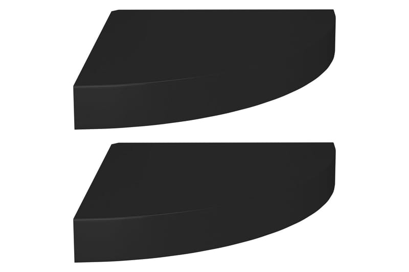 Flytende vegghyller 2 stk svart 25x25x3,8 cm MDF - Svart - Oppbevaring - Hyller - Hjørnehylle
