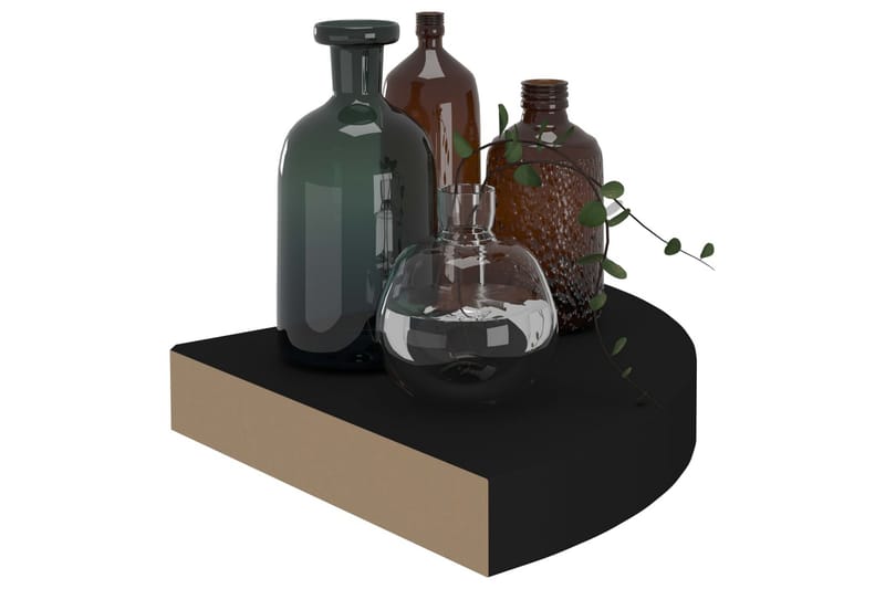 Flytende vegghyller 2 stk svart 25x25x3,8 cm MDF - Svart - Oppbevaring - Hyller - Hjørnehylle