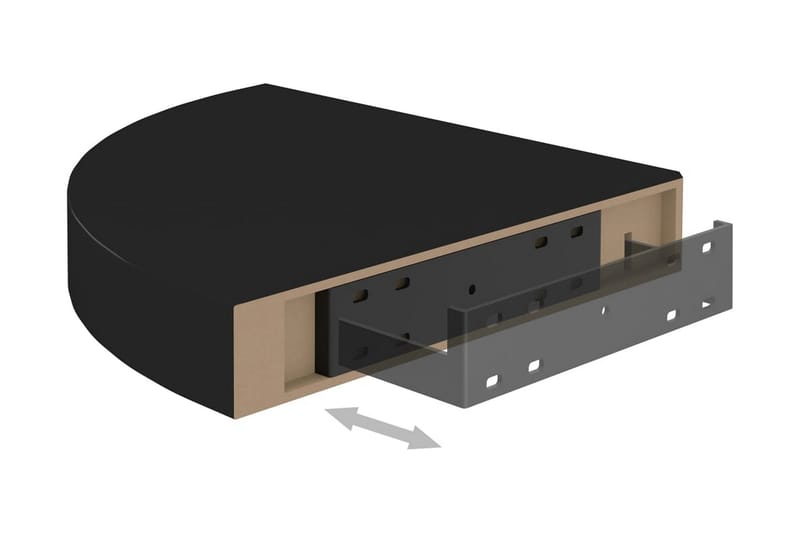 Flytende vegghyller 2 stk svart 25x25x3,8 cm MDF - Svart - Oppbevaring - Hyller - Hjørnehylle