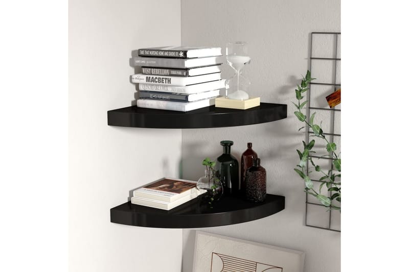 Flytende vegghyller 2 stk svart 35x35x3,8 cm MDF - Svart - Oppbevaring - Hyller - Hjørnehylle