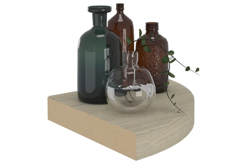 Flytende vegghyller 4 stk eik 25x25x3,8 cm MDF - Brun - Oppbevaring - Hyller - Hjørnehylle