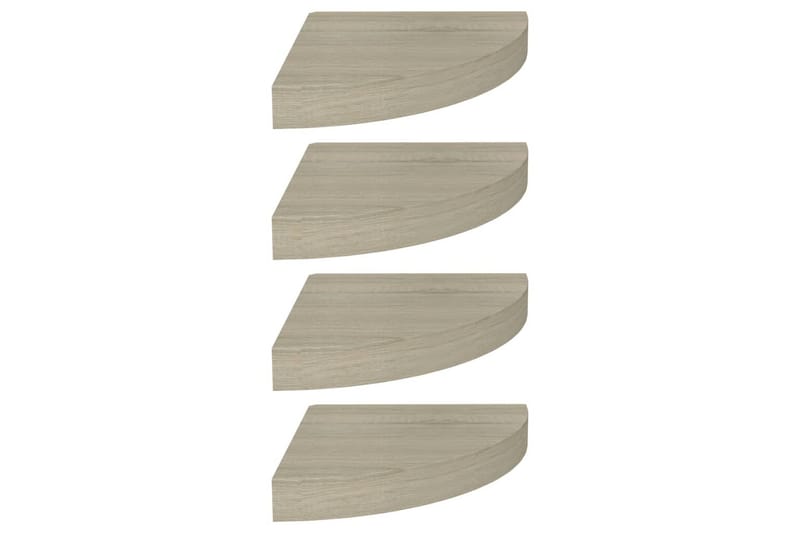 Flytende vegghyller 4 stk eik 25x25x3,8 cm MDF - Brun - Oppbevaring - Hyller - Hjørnehylle