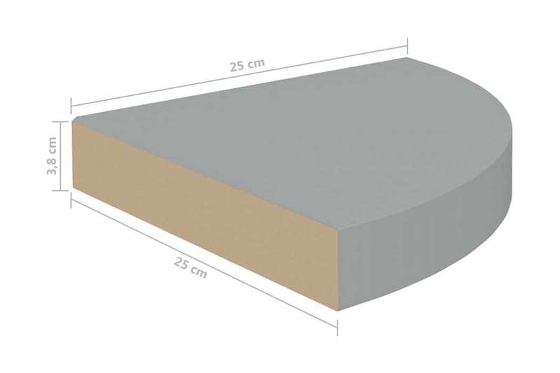 Flytende vegghyller 4 stk grå 25x25x3,8 cm MDF - Grå - Kjøkkenhylle - Hjørnehylle