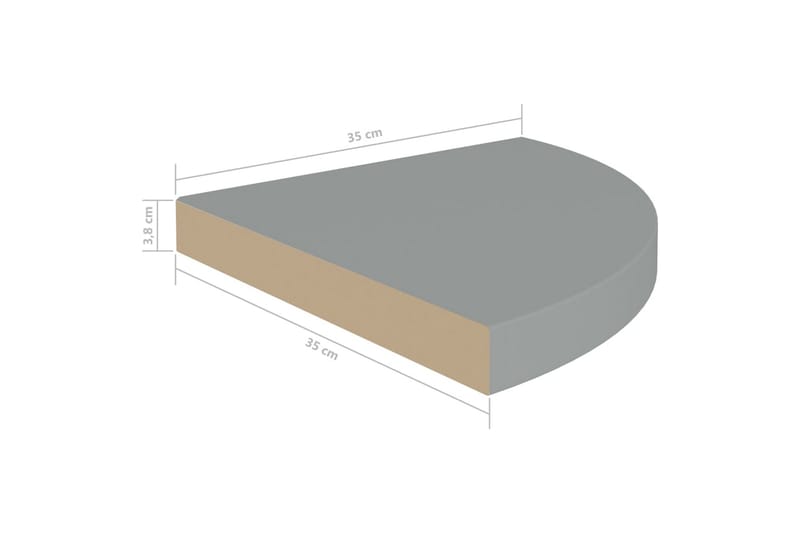 Flytende vegghyller 4 stk grå 35x35x3,8 cm MDF - Grå - Oppbevaring - Hyller - Hjørnehylle