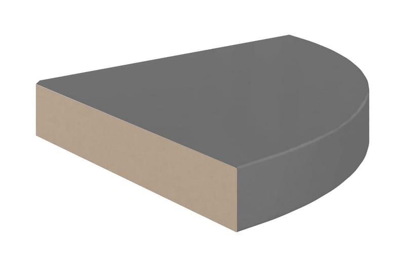Flytende vegghyller 4 stk høyglans grå 25x25x3,8 cm MDF - Grå - Oppbevaring - Hyller - Hjørnehylle