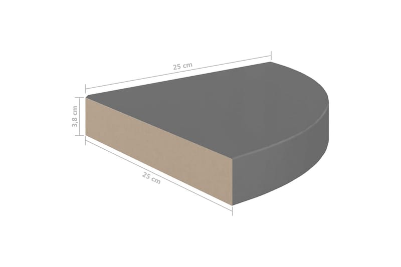 Flytende vegghyller 4 stk høyglans grå 25x25x3,8 cm MDF - Grå - Oppbevaring - Hyller - Hjørnehylle