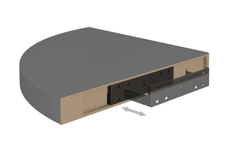 Flytende vegghyller 4 stk høyglans grå 35x35x3,8 cm MDF - Grå - Oppbevaring - Hyller - Hjørnehylle