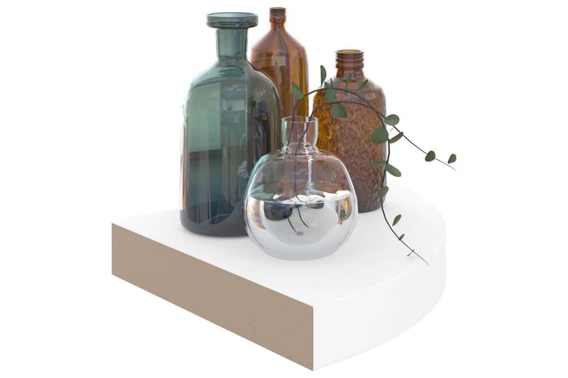 Flytende vegghyller 4 stk høyglans hvit 25x25x3,8 cm MDF - Hvit - Oppbevaring - Hyller - Hjørnehylle