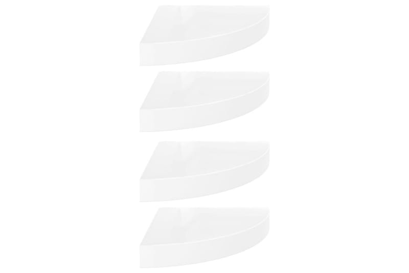 Flytende vegghyller 4 stk høyglans hvit 25x25x3,8 cm MDF - Hvit - Oppbevaring - Hyller - Hjørnehylle