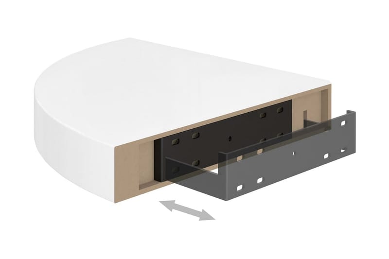 Flytende vegghyller 4 stk høyglans hvit 25x25x3,8 cm MDF - Hvit - Oppbevaring - Hyller - Hjørnehylle