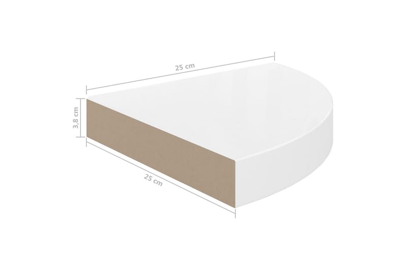 Flytende vegghyller 4 stk høyglans hvit 25x25x3,8 cm MDF - Hvit - Oppbevaring - Hyller - Hjørnehylle