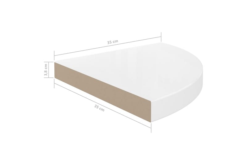 Flytende vegghyller 4 stk høyglans hvit 35x35x3,8 cm MDF - Hvit - Oppbevaring - Hyller - Hjørnehylle