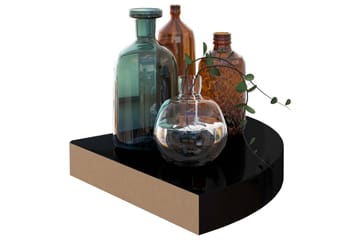 Flytende vegghyller 4 stk høyglans svart 25x25x3,8 cm MDF - Svart - Oppbevaring - Hyller - Hjørnehylle