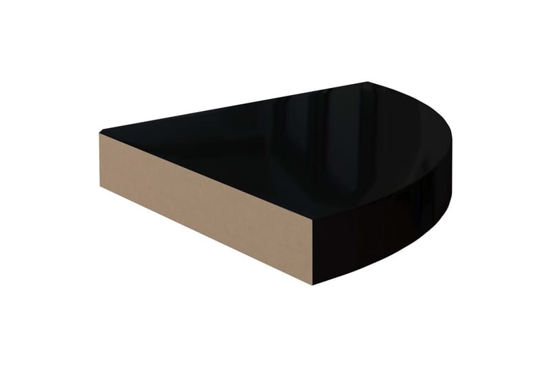 Flytende vegghyller 4 stk høyglans svart 25x25x3,8 cm MDF - Svart - Oppbevaring - Hyller - Hjørnehylle