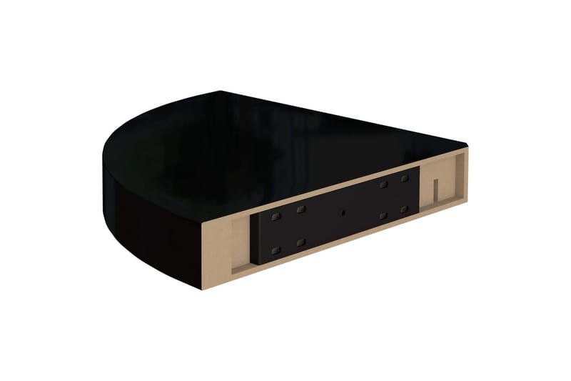 Flytende vegghyller 4 stk høyglans svart 25x25x3,8 cm MDF - Svart - Oppbevaring - Hyller - Hjørnehylle