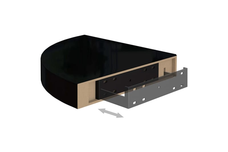 Flytende vegghyller 4 stk høyglans svart 25x25x3,8 cm MDF - Svart - Oppbevaring - Hyller - Hjørnehylle