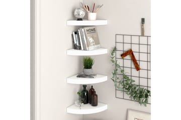 Flytende vegghyller 4 stk hvit 25x25x3,8 cm MDF - Hvit - Oppbevaring - Hyller - Hjørnehylle