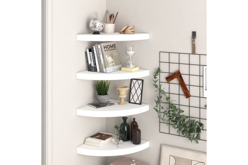 Flytende vegghyller 4 stk hvit 35x35x3,8 cm MDF - Hvit - Oppbevaring - Hyller - Hjørnehylle
