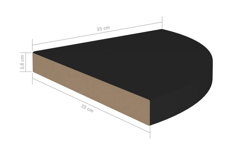 Flytende vegghyller 4 stk svart 35x35x3,8 cm MDF - Svart - Oppbevaring - Hyller - Hjørnehylle