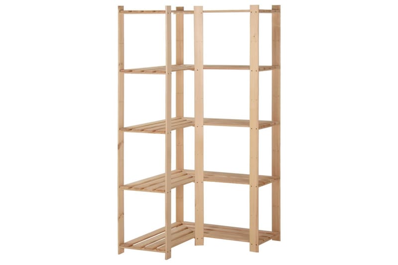 Hjørnehylle 5 etasjer 82,5x82,5x170 cm heltre furu - Brun - Oppbevaring - Hyller - Hjørnehylle