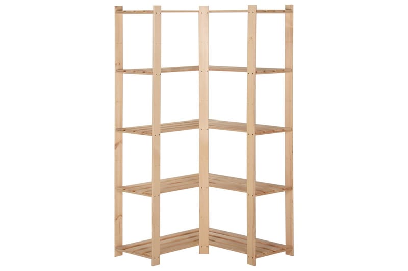 Hjørnehylle 5 etasjer 82,5x82,5x170 cm heltre furu - Brun - Oppbevaring - Hyller - Hjørnehylle