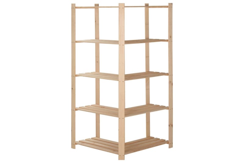 Hjørnehylle 5 etasjer 82,5x82,5x170 cm heltre furu - Brun - Oppbevaring - Hyller - Hjørnehylle