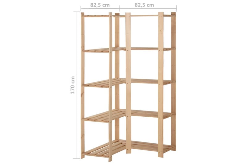 Hjørnehylle 5 etasjer 82,5x82,5x170 cm heltre furu - Brun - Oppbevaring - Hyller - Hjørnehylle
